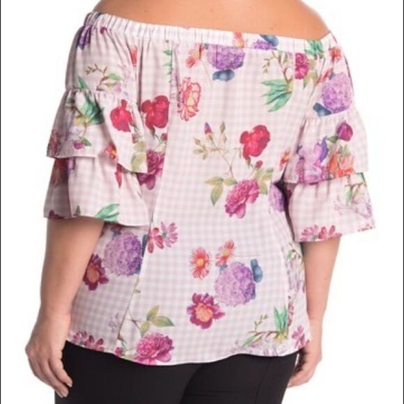 🔥5 for $25🔥 City chic spring blooms pink gingham floral blouse - Picture 3 of 11